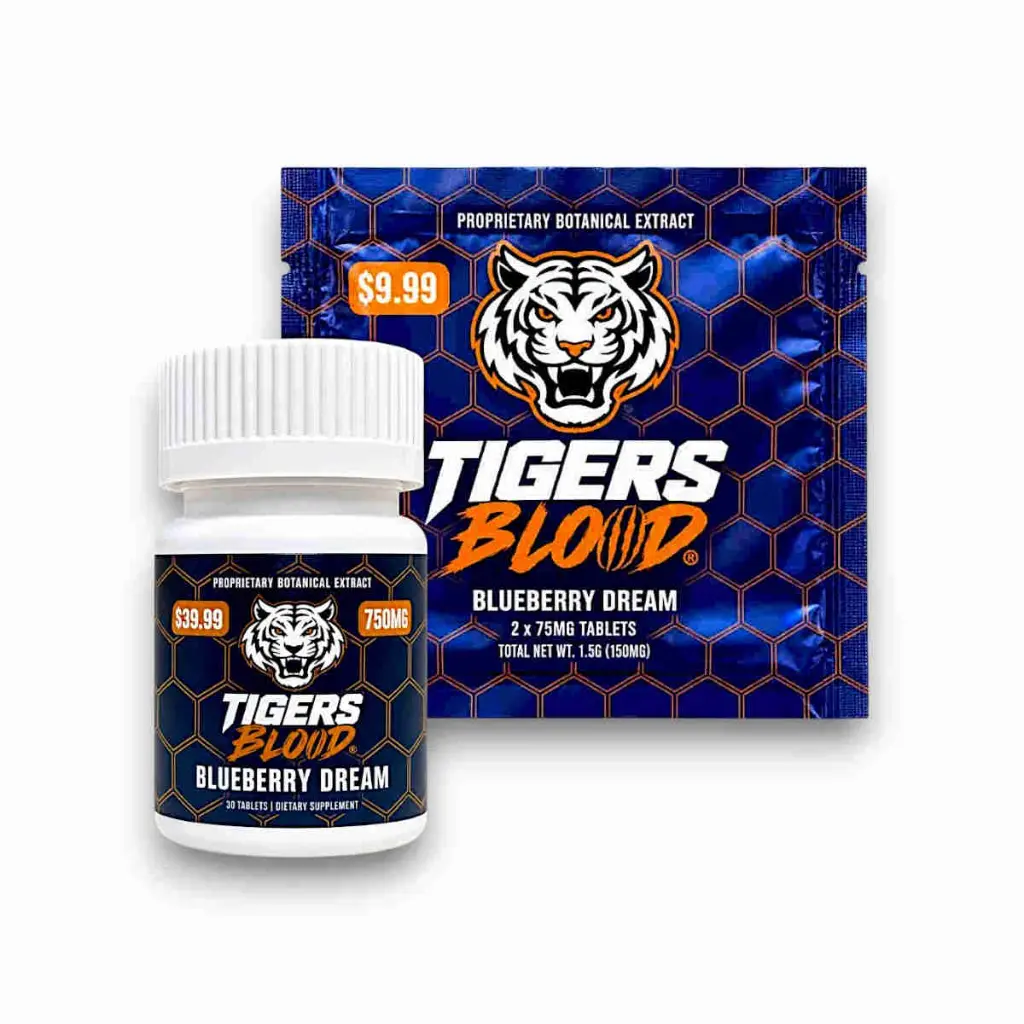 Tigers Blood Cat's Claw Chewable Tablets Blueberry Dream 75mg Display Box