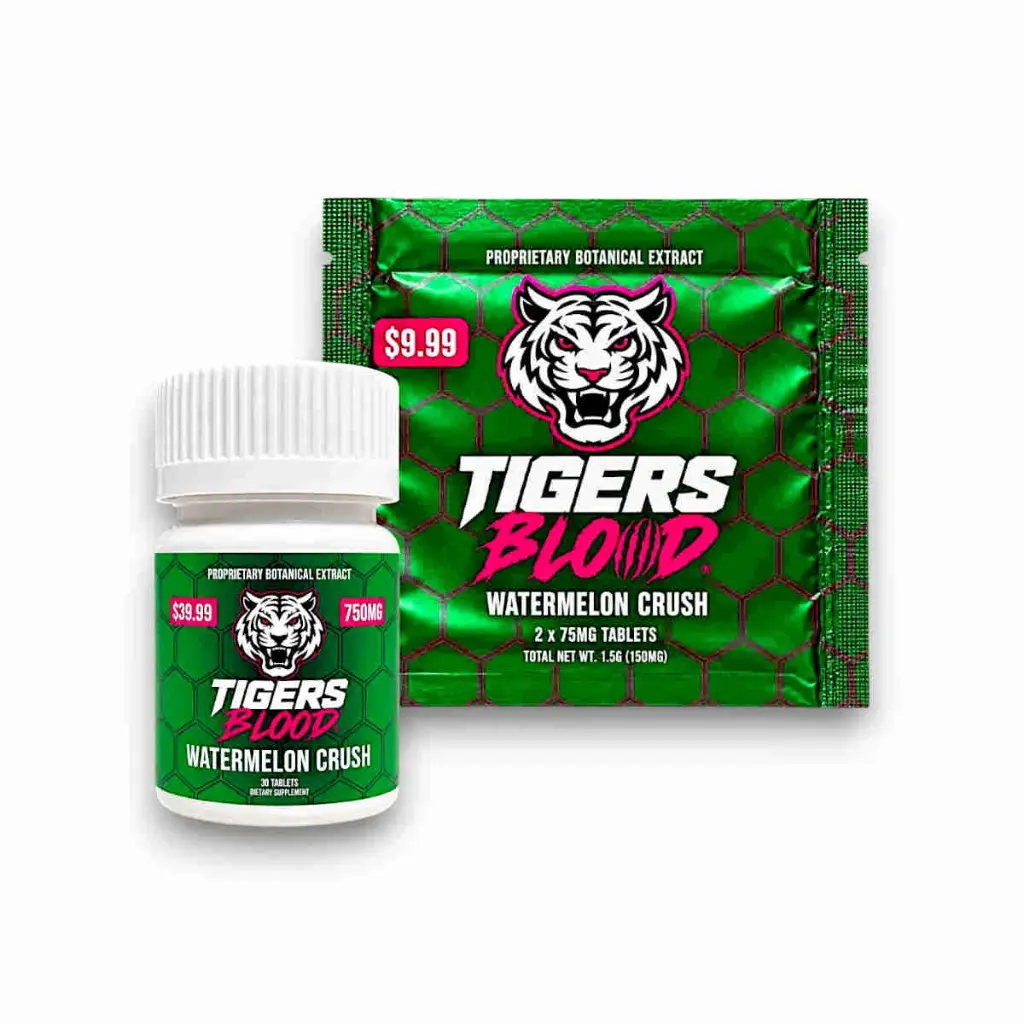 Tigers Blood Cat's Claw Chewable Tablets Watermelon Crush 75mg Display Box