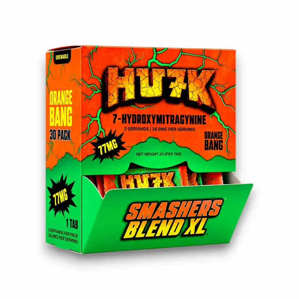 Hu7k 7- Hydroxymitragynine Chewable Tablets Orange Bang 77mg Display Box of 30