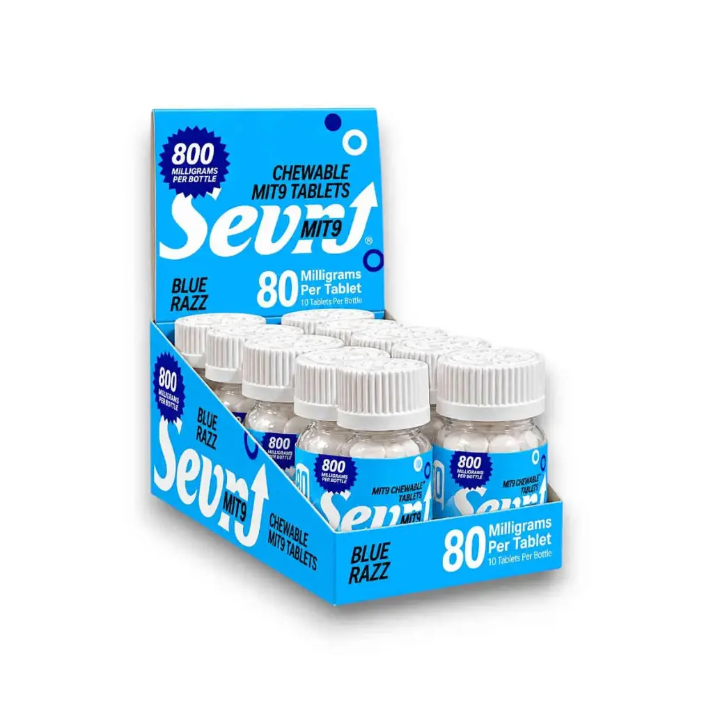 Sevn MIT 9 Chewable Tablets Blue Razz 80mg Display Box of 8