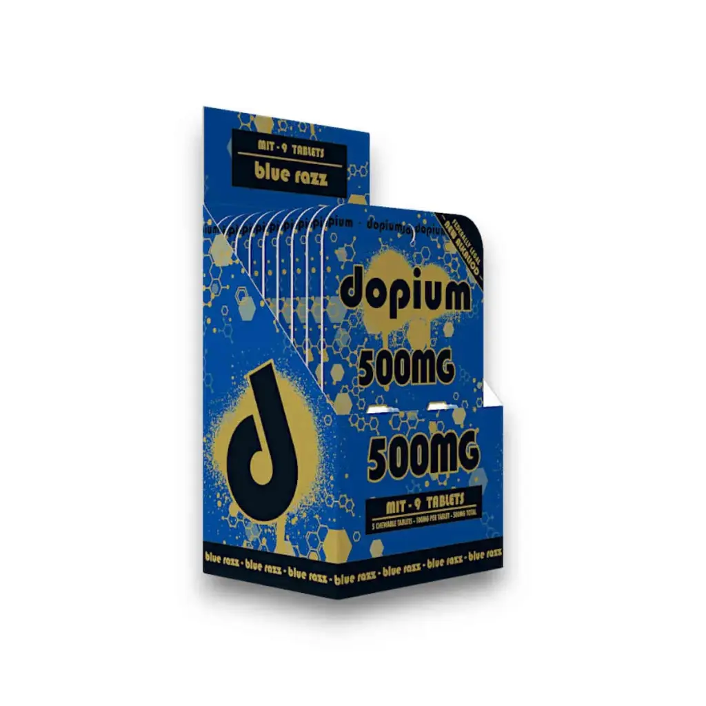 Dopium MIT 9 Chewable Tablet Blue Razz 100mg Display Box