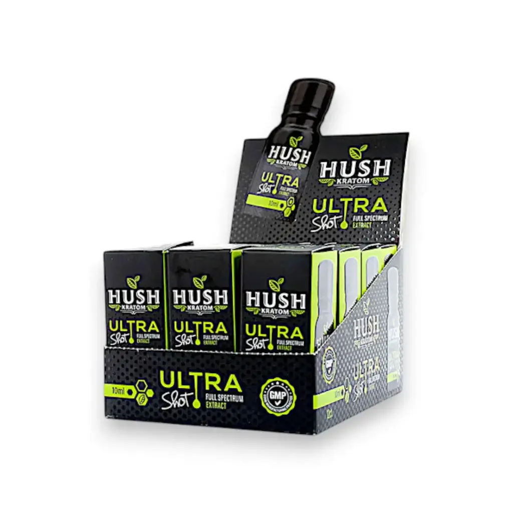 Hush Kratom Ultra Shot Extract 10mL Display Box of 12