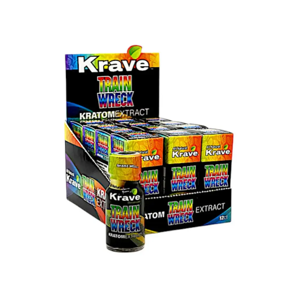 Krave Kratom Extract Shot Trainwreck Display Box of 12