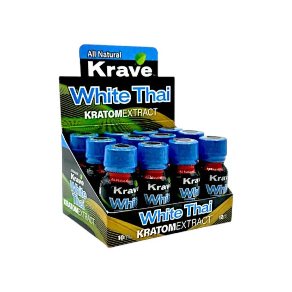 Krave Kratom Extract Shot White Thai Display Box of 12