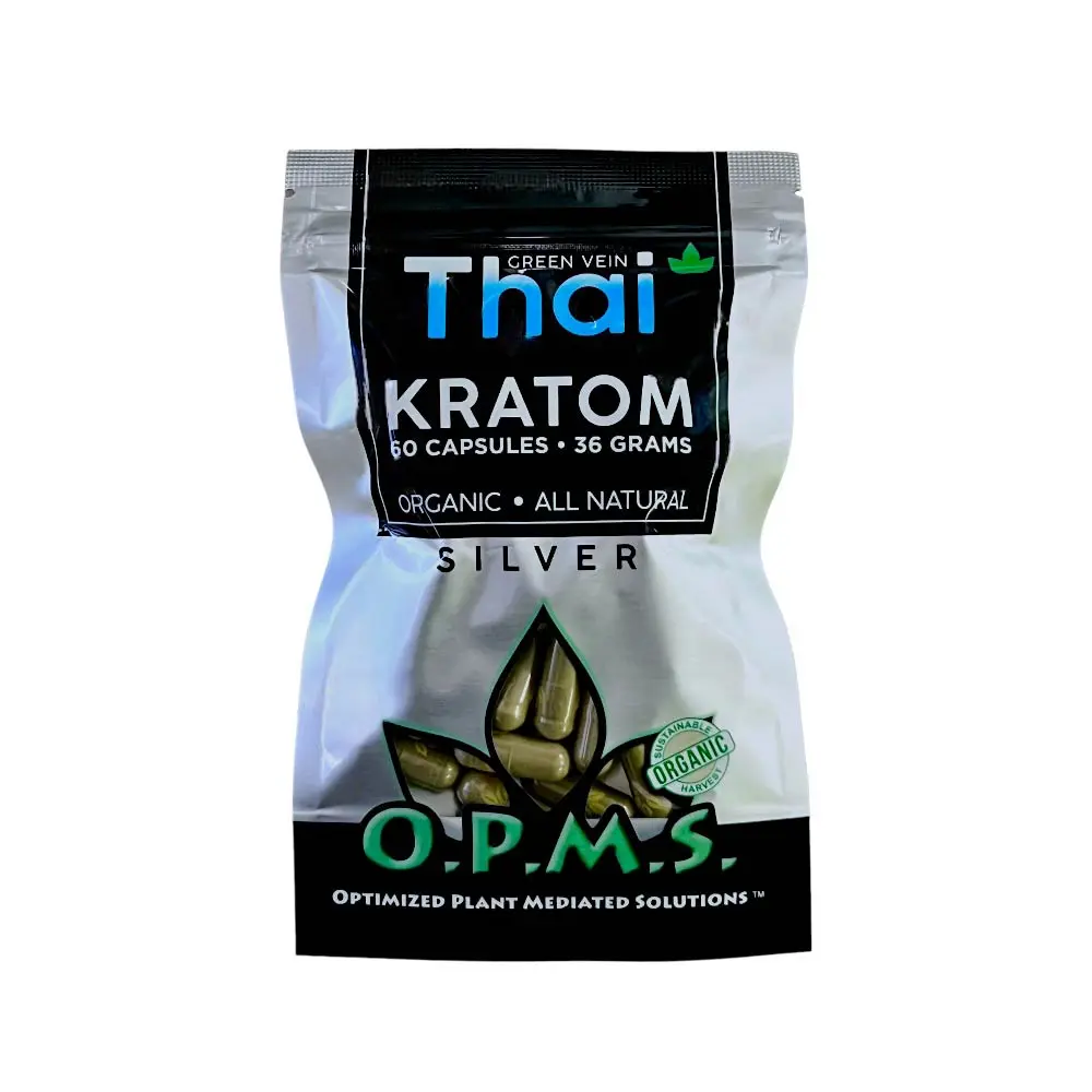 OPMS Silver Green Vein Thai Kratom Capsules