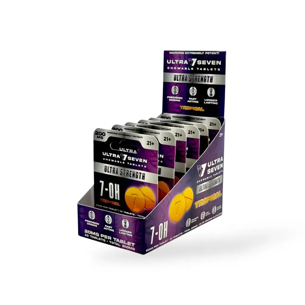 Ultra Seven Ultra Strength 7-Oh Chewable Tablets Tropical 20mg Display Box of 6