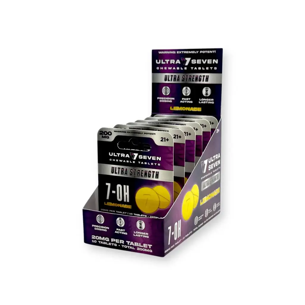 Ultra Seven Ultra Strength 7-Oh Chewable Tablets Lemonade 20mg Display Box of 6