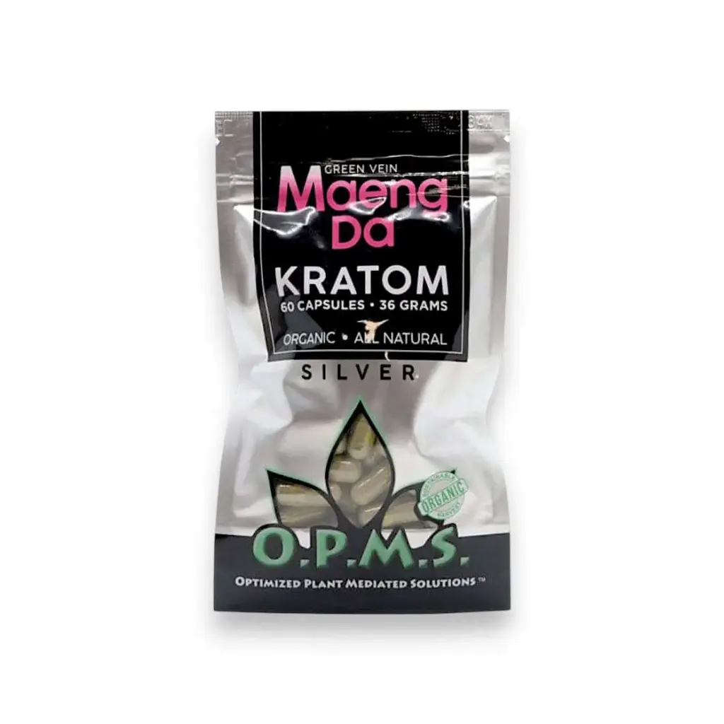 OPMS Silver Maeng Da Kratom Capsules Green Vein