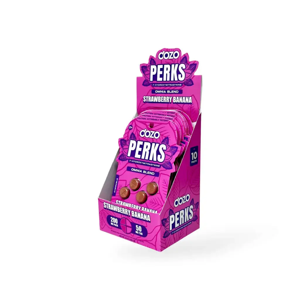 Dozo Perks Maximum Strength 7-OH Omnia Blend Strawberry Banana 50mg Box