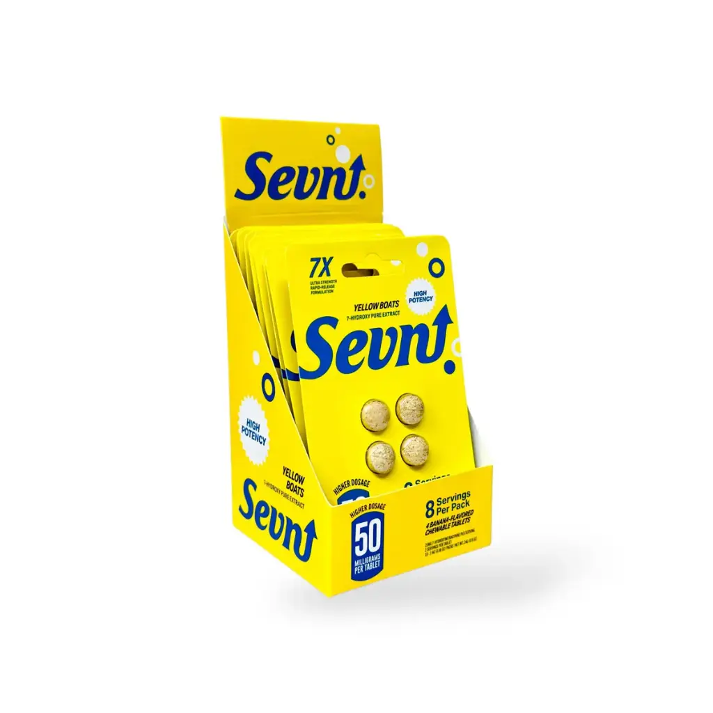 Sevn 7-Hydroxy Tablets Yellow Boats Banana 50mg Display Box of 10