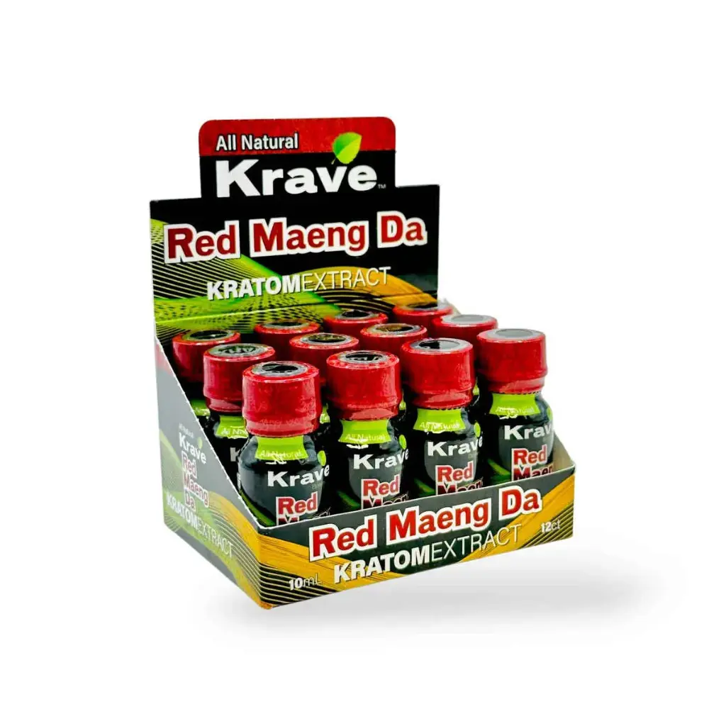 Krave Kratom Extract Shot Red Maeng Da Display Box of 12