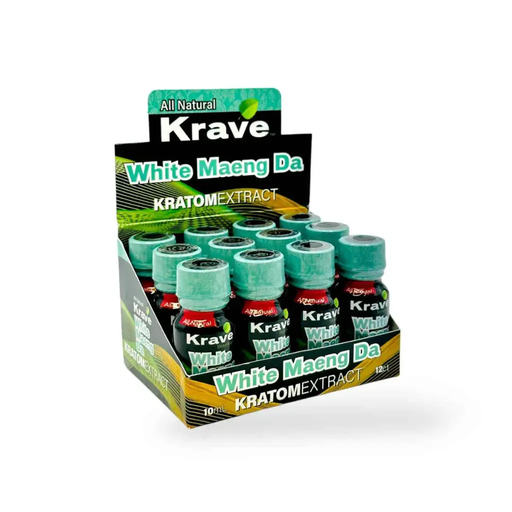 Krave Kratom Extract Shot White Maeng Da Display Box of 12