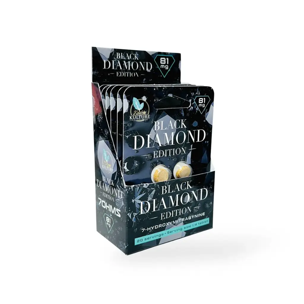 Kratom Kulture 7- Hydroxymitragynine Black Diamond Edition Tablets 81mg Display Box