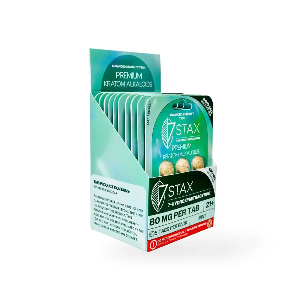 7 Stax 7 Hydroxymitragynine Tablets Mint 80mg Display Box