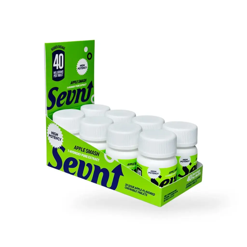 Sevn 7-Hydroxy High Potency Apple Smash Tablet Sour Apple 40mg Display Box of 8
