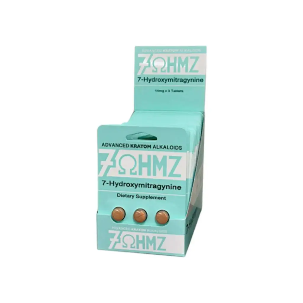 7OHMZ Kratom 7-hydroxymitragynine Extract Tablets 14mg Display Box