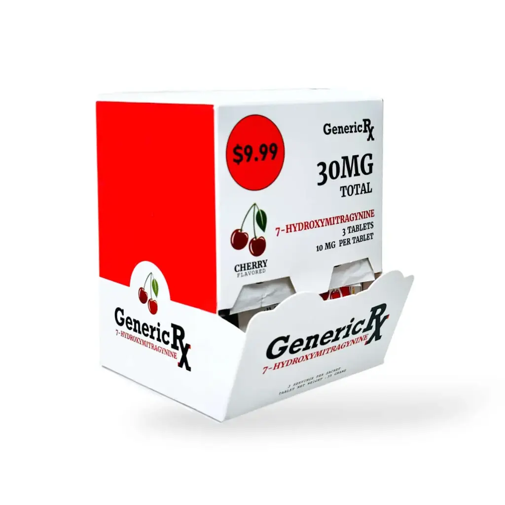 Generic RX 7-Hydroxymitragynine Chewable Tablets Cherry 10mg Box