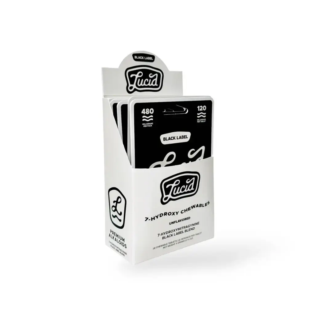 Lucid Black Label 7 Hydroxy Chewable Tablets Unflavored 120mg Display Box of 10