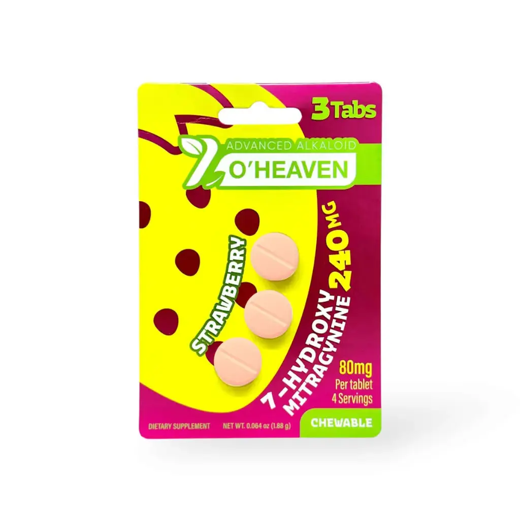 7 O'Heaven 7- Hydroxymitragynine Chewable Tablets Strawberry 80mg Per Tablet
