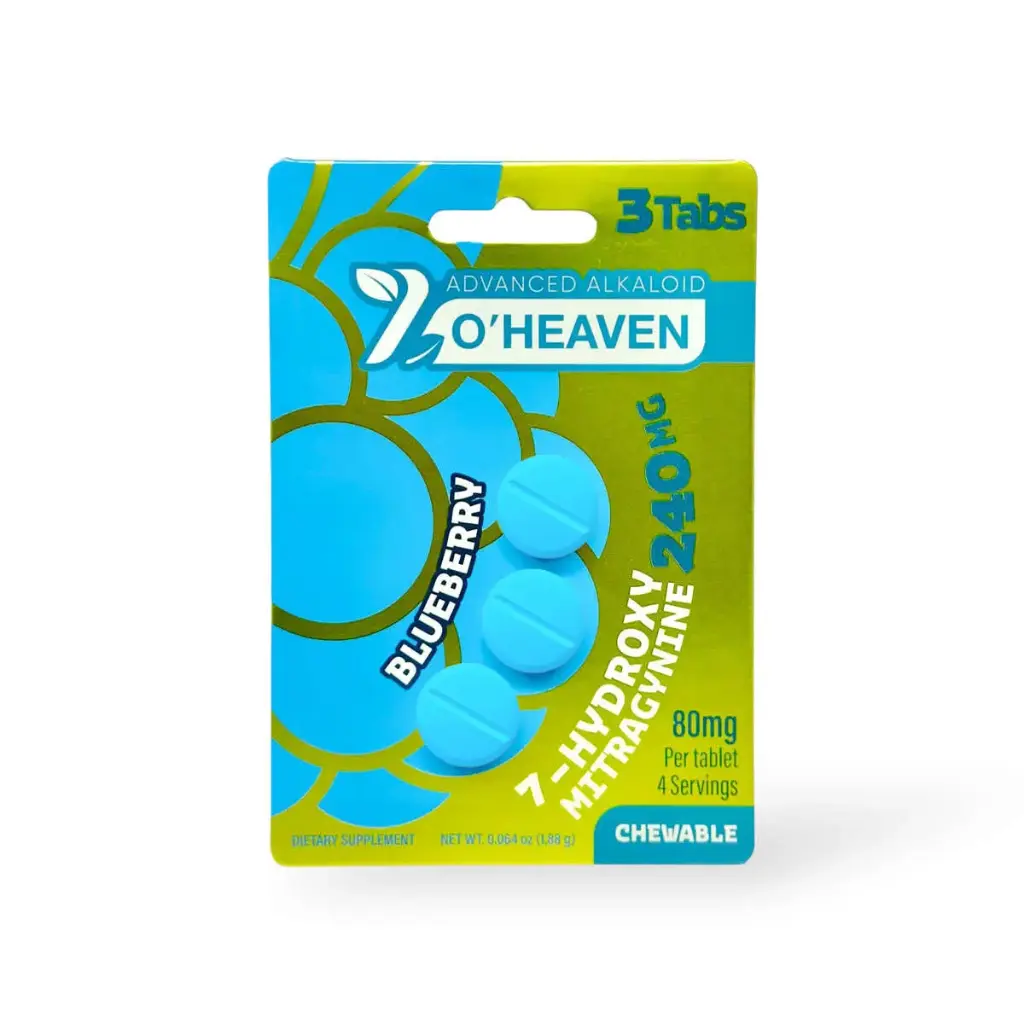 7 O'Heaven 7- Hydroxymitragynine Chewable Tablets Blueberry 80mg Per Tablet