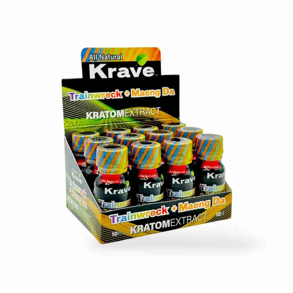 Krave Kratom Extract Shot Trainwreck + Maeng Da Display Box of 12