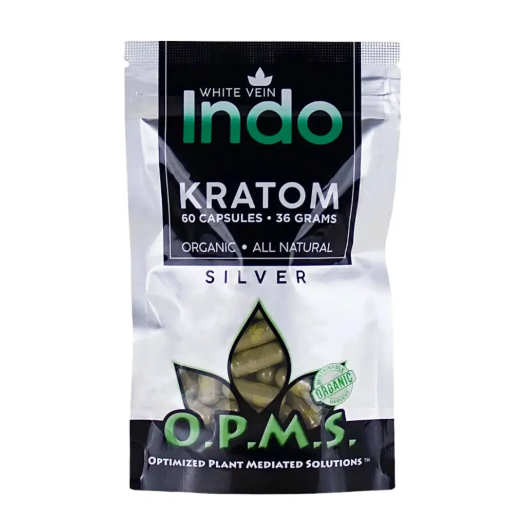 OPMS Silver White Vein Indo Kratom Capsules