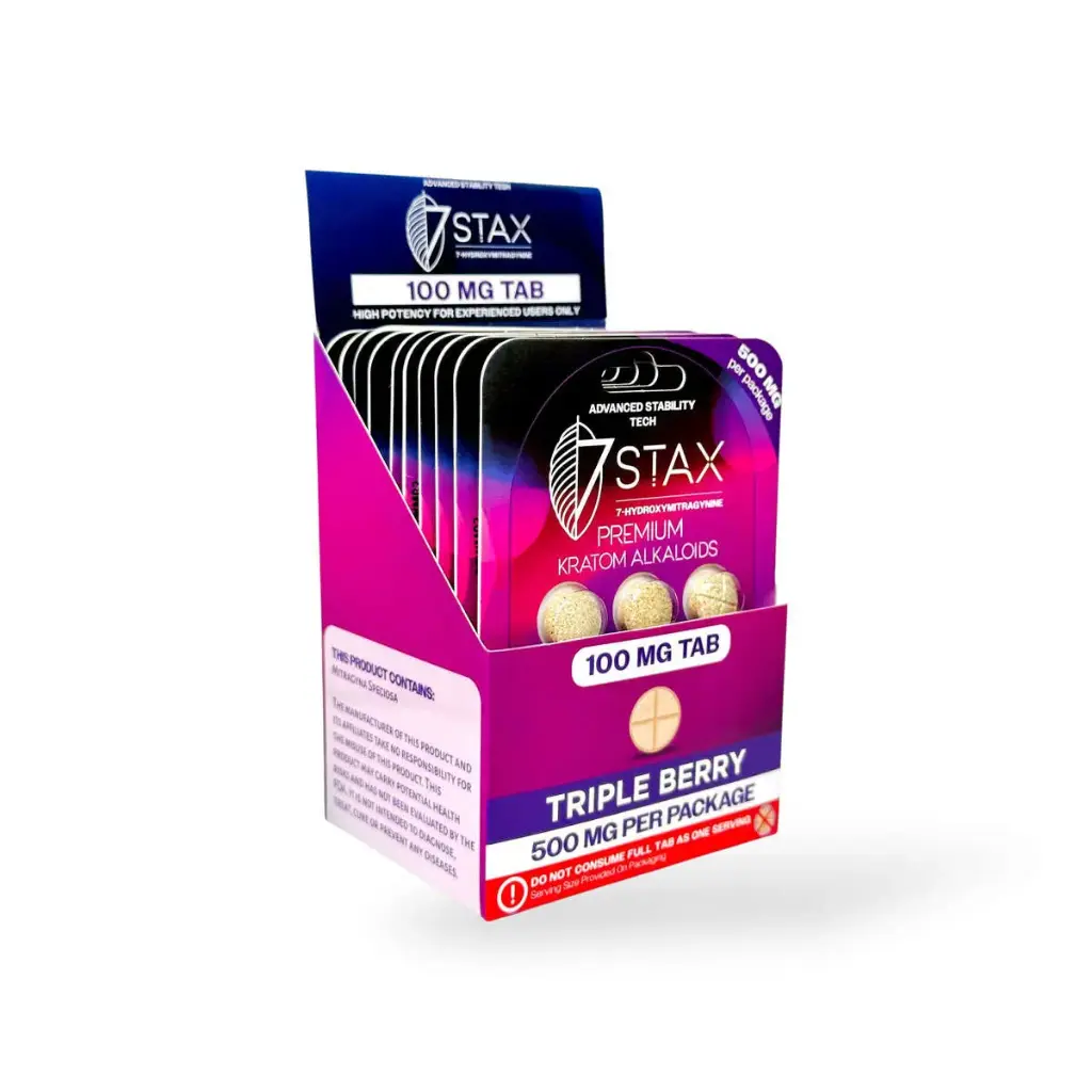 7 Stax 7 Hydroxymitragynine Tablets Triple Berry 100mg Display Box 