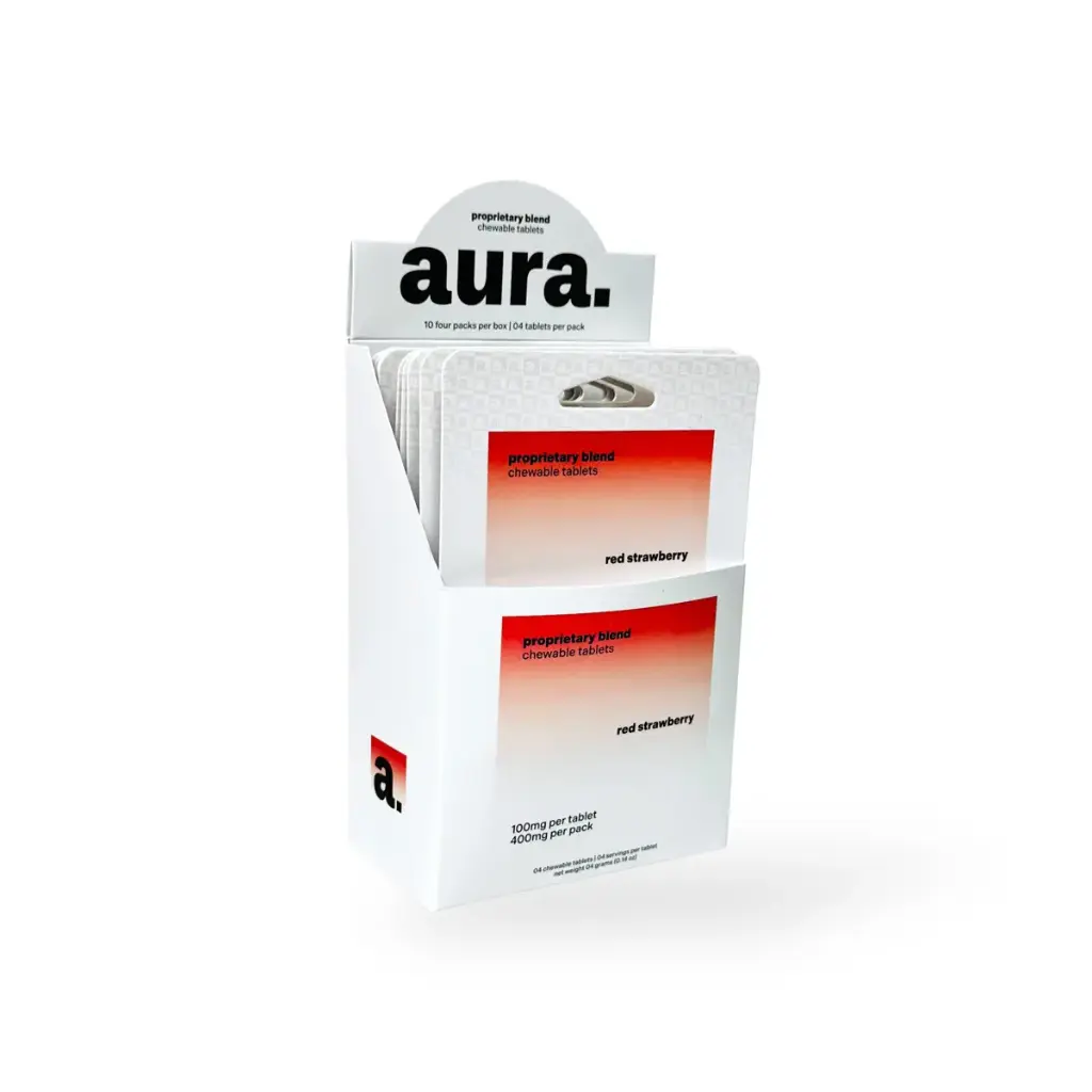 aura. Proprietary Blend Chewable Tablets Red Strawberry 100mg Box