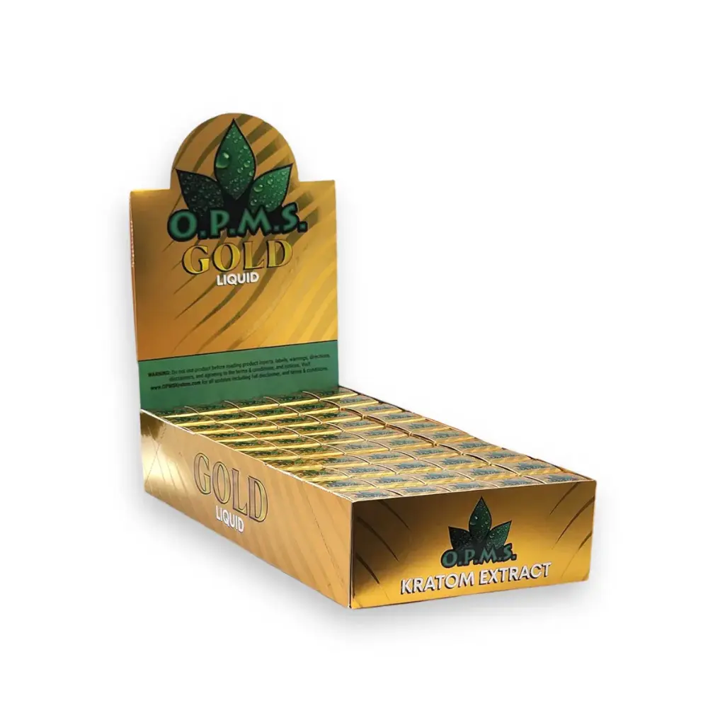 OPMS Gold Kratom Shot Liquid Extract Display Box of 50