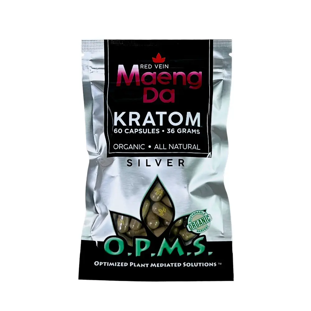 OPMS Silver Maeng Da Kratom Capsules Red Vein