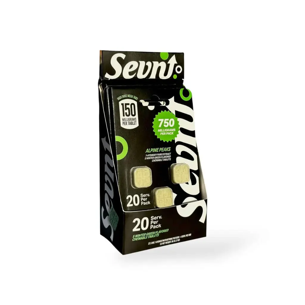 Sevn 7-Hydroxy Pure Extract Alpine Peaks Tablet Winter Green 150mg Display Box of 5
