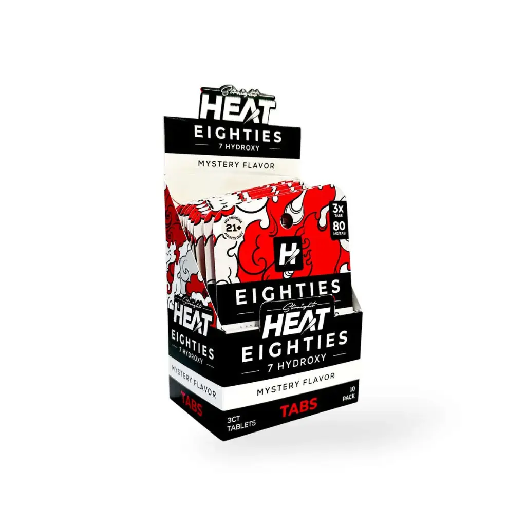Straight Heat Eighties 7-Hydroxy Chewable Tablets Mystery Flavor 80mg Display Box of 10