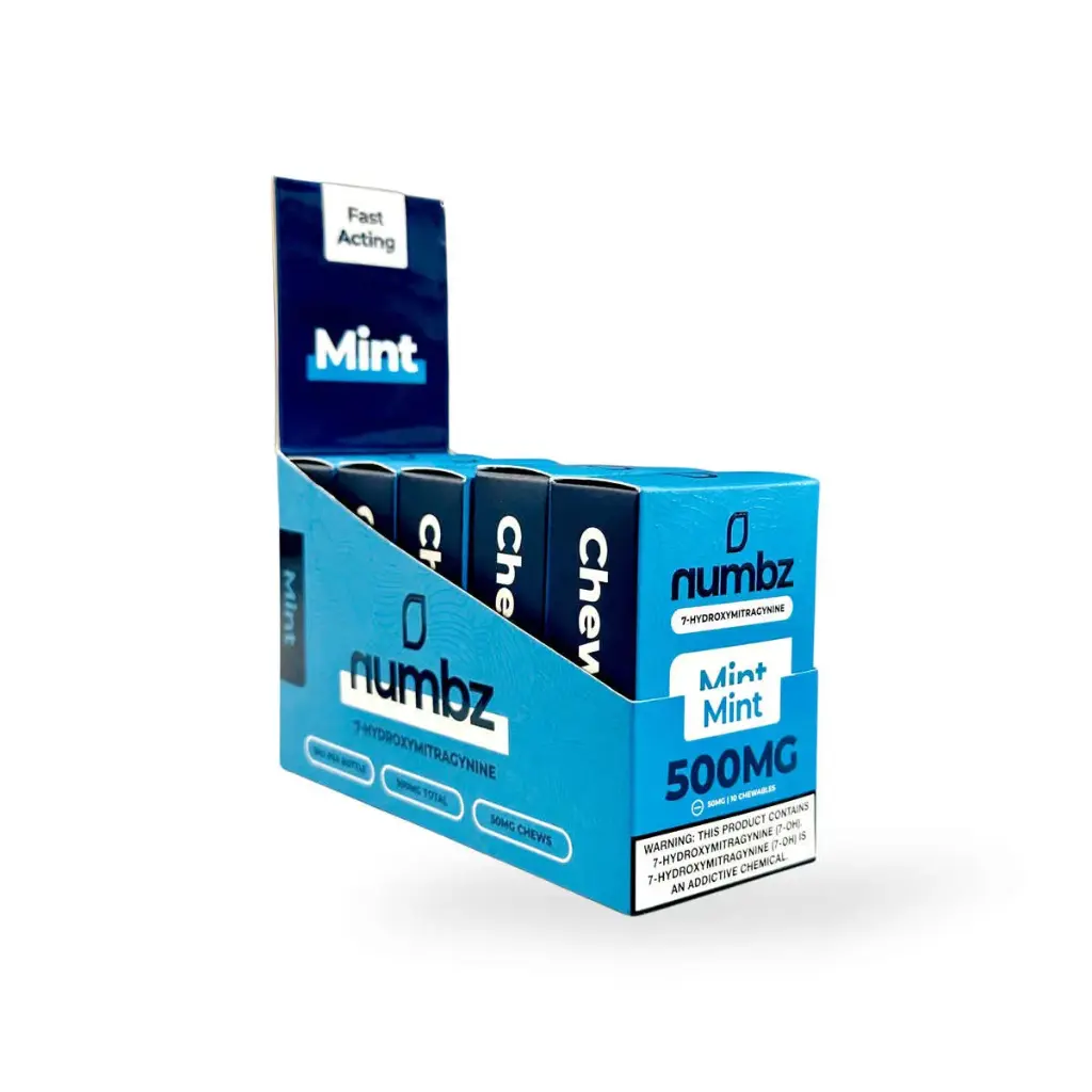 numbz 7-Hydroxymitragynine Chewable Tablets Mint 50mg Display Box of 5