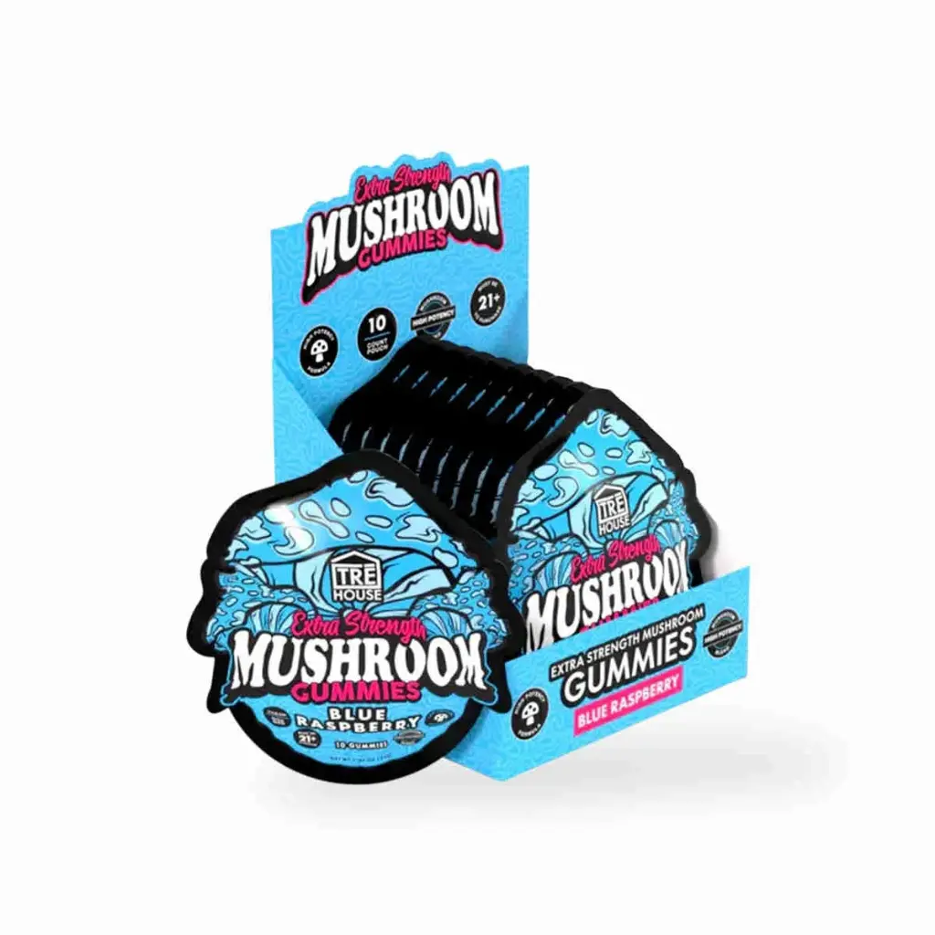 Tre House Extra Strength Mushroom Gummies Blue Raspberry Display Box of 10