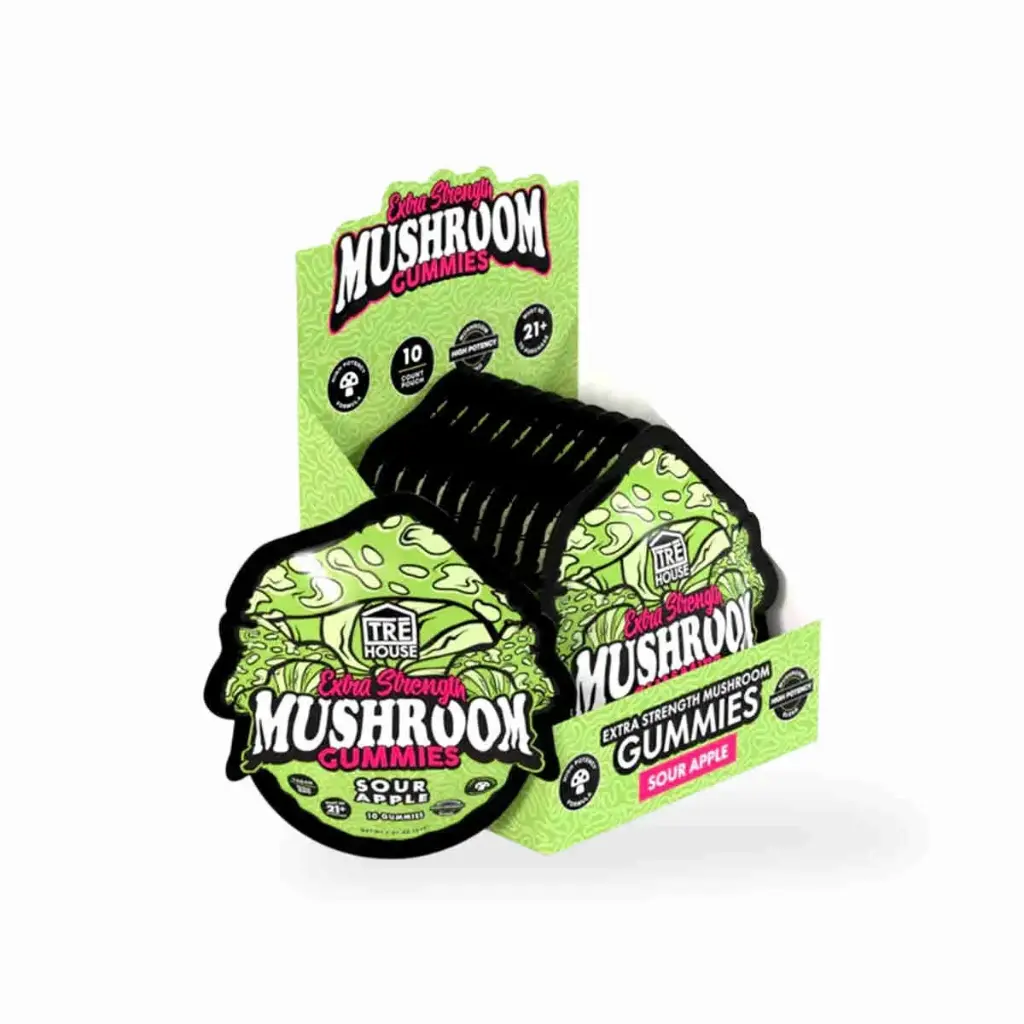 Tre House Extra Strength Mushroom Gummies Sour Apple Display Box of 10