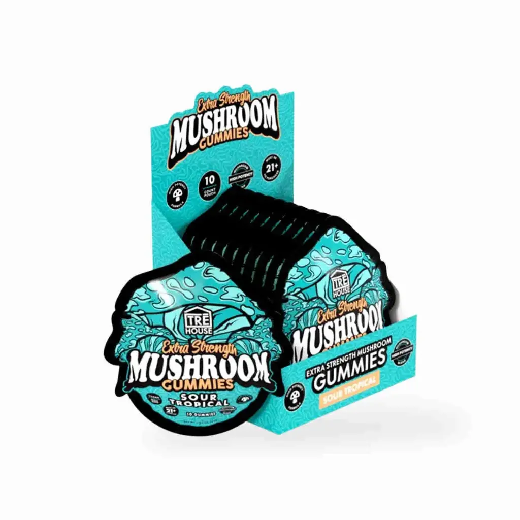 Tre House Extra Strength Mushroom Gummies Sour Tropical Display Box of 10