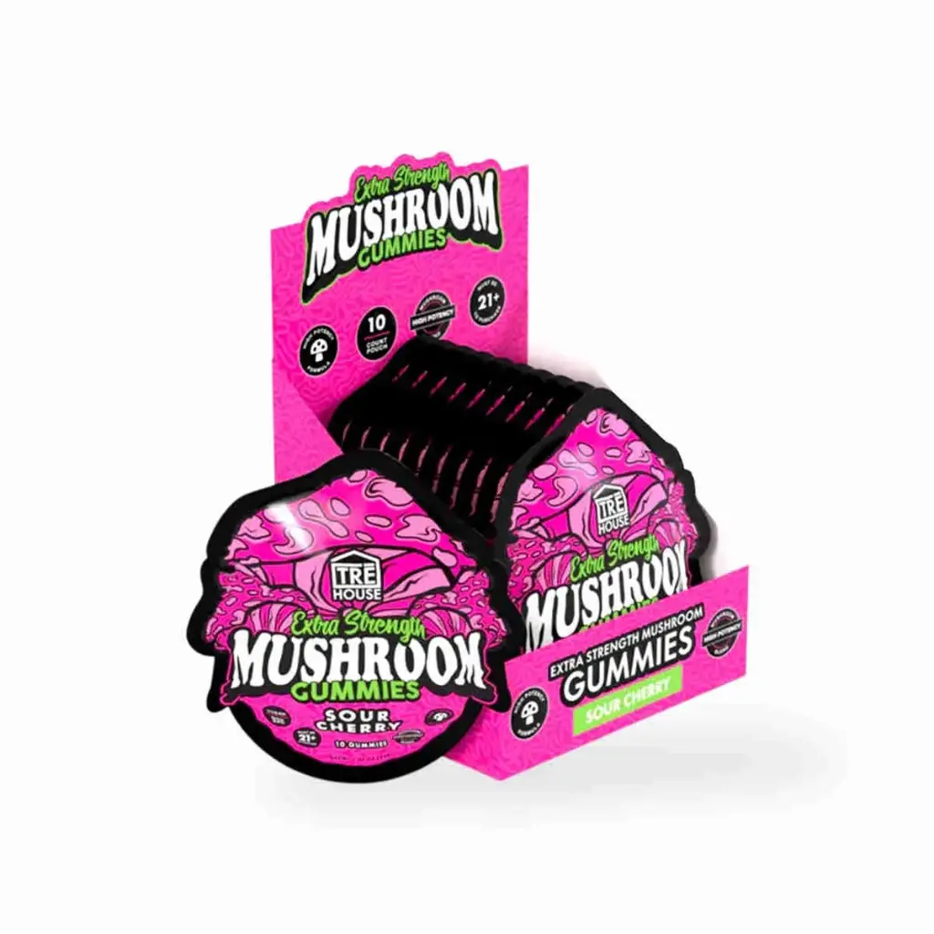 Tre House Extra Strength Mushroom Gummies Sour Cherry Display Box of 10