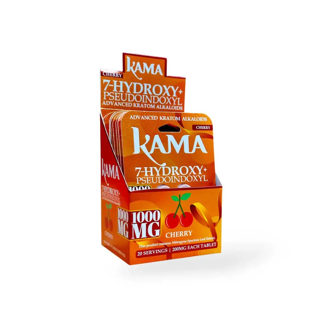 Kama 7 Hydroxy + Pseudoindoxyl Chewable Tablets Cherry 200mg Display Box of 10