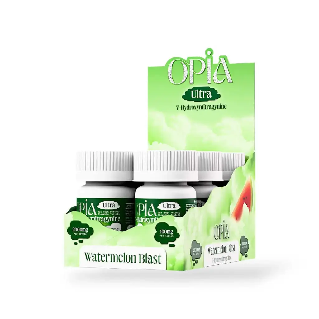 Opia Ultra 7-Hydroxymitragynine Watermelon Blast Chewable Tablet 100mg Display Box of 6