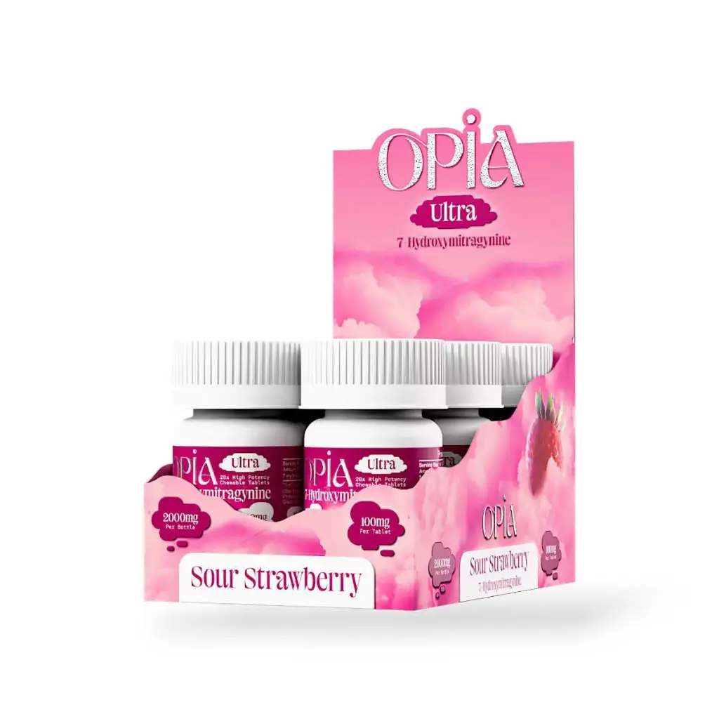 Opia Ultra 7-Hydroxymitragynine Sour Strawberry Chewable Tablet 100mg Display Box of 6