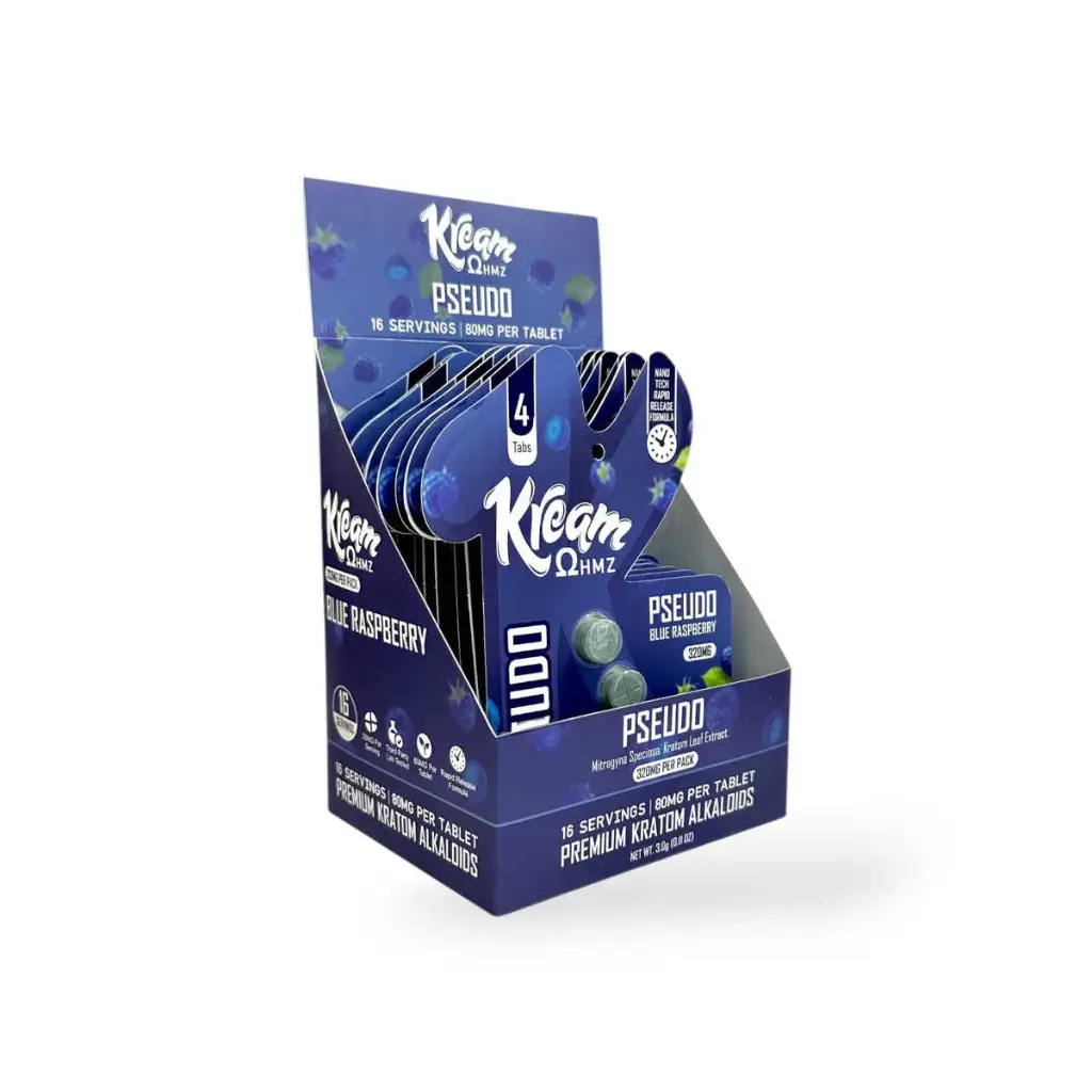 Kream Pseudo Blue Raspberry Chewable Tablets 80mg Display Box of 10