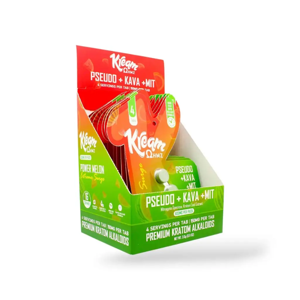 Kream Ohmz  Pseudo + Kava + MIT Power Melon Chewable Tablets 150mg Display Box of 10