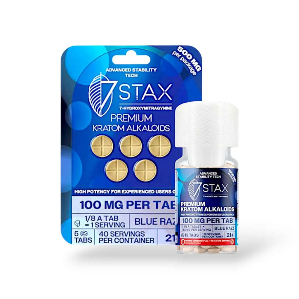 7 Stax 7 Hydroxymitragynine Blue Razz 100mg Tablet Display Box