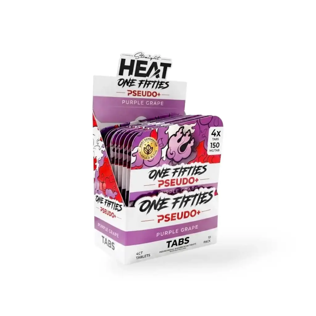 Straight Heat One Fifties Pseudo Chewable Tablets Purple Grape 150mg Display Box of 10