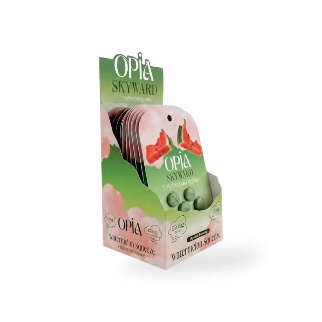Opia Skyward 7-Hydroxymitragynine Watermelon Squeeze Chewable 130mg Tablet Display Box of 10
