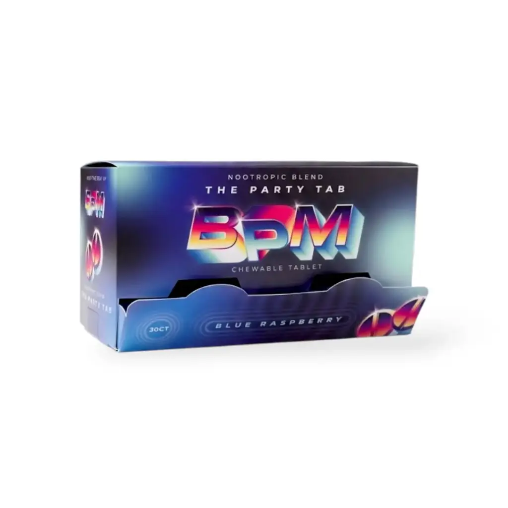 BPM Nootropic Blend Chewable Tablet Blue Raspberry 1000mg Display Box of 30
