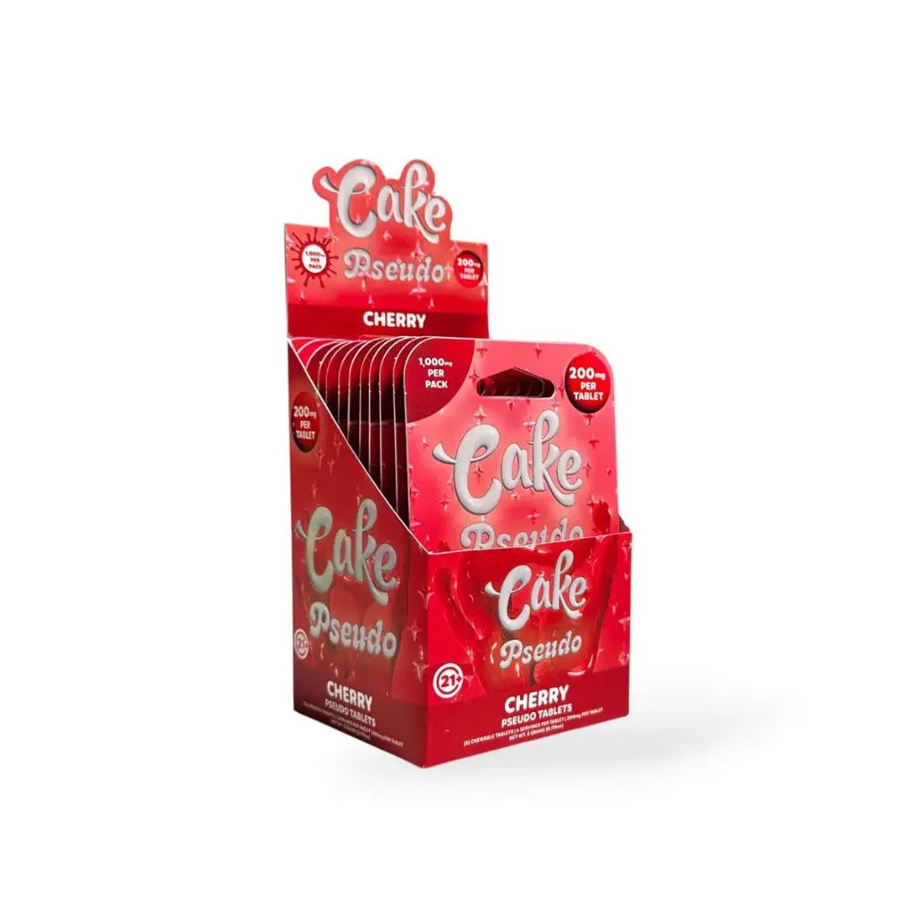 Cake Pseudo Chewable Tablets Cherry 200mg Display Box of 10