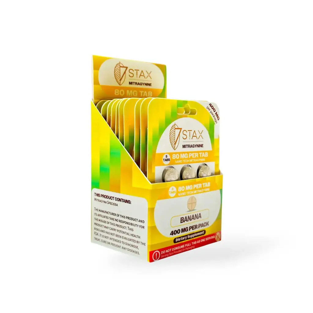 7 Stax  Next Generation Mitragynine Blend Tablets Banana 80mg Display Box