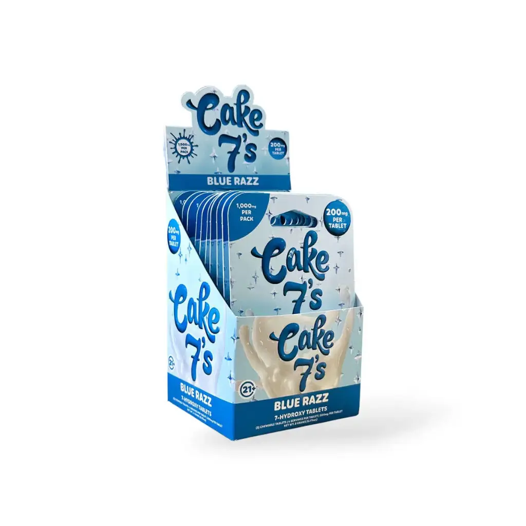 Cake 7's  7-Hydroxy Chewable Tablets Blue Razz 200mg Display Box of 10