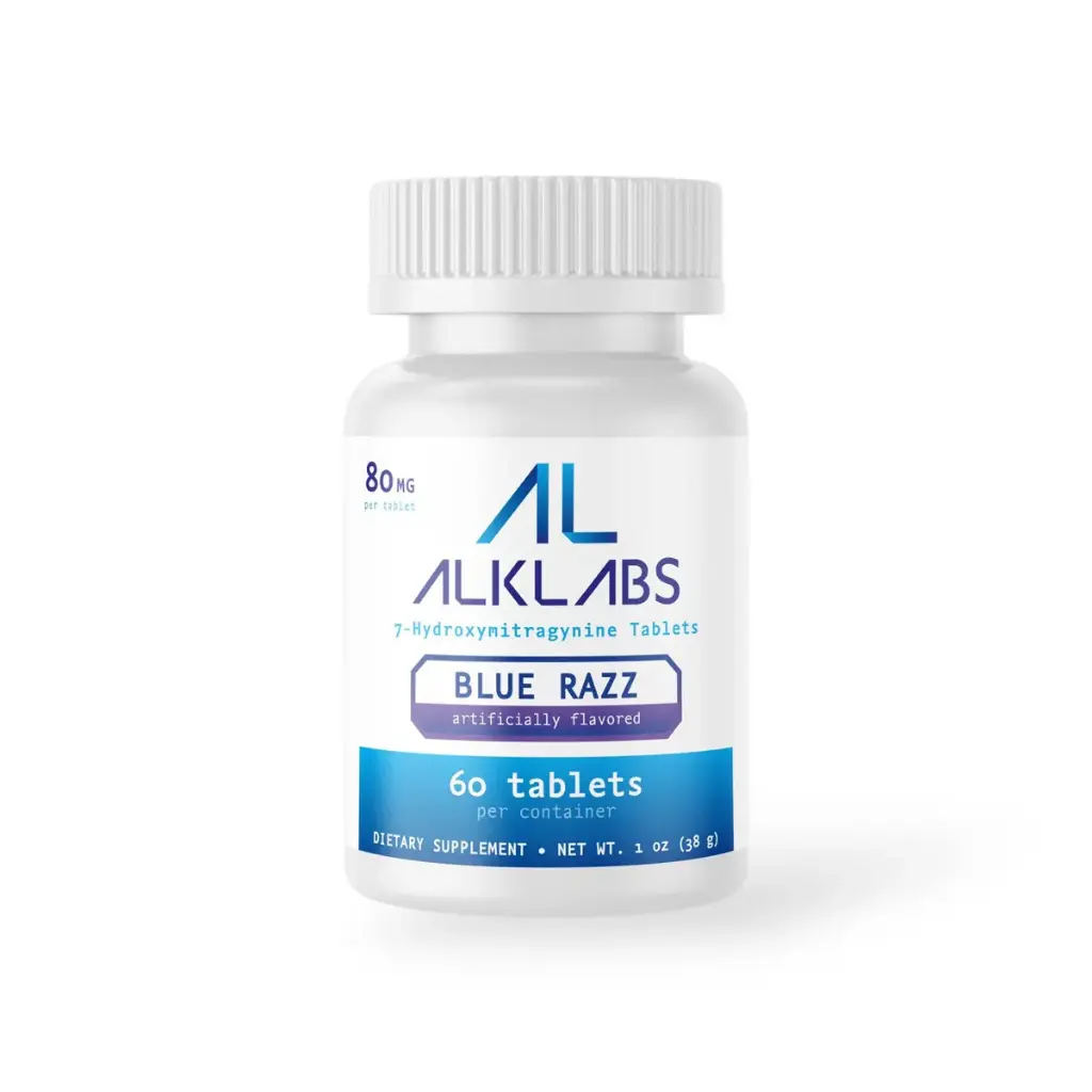 AlkLabs 7- Hydroxymitragynine Blue Razz 80mg Tablet Display Box